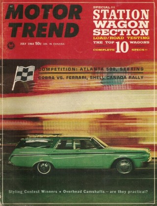 MOTOR TREND 1964 JULY - WAGONS, COBRA  vs. FERRARI